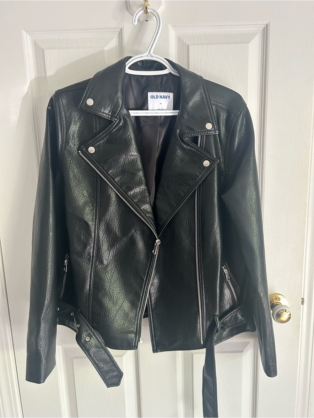 Old Navy Black Faux Leather Asymmetrical Moto Jacket